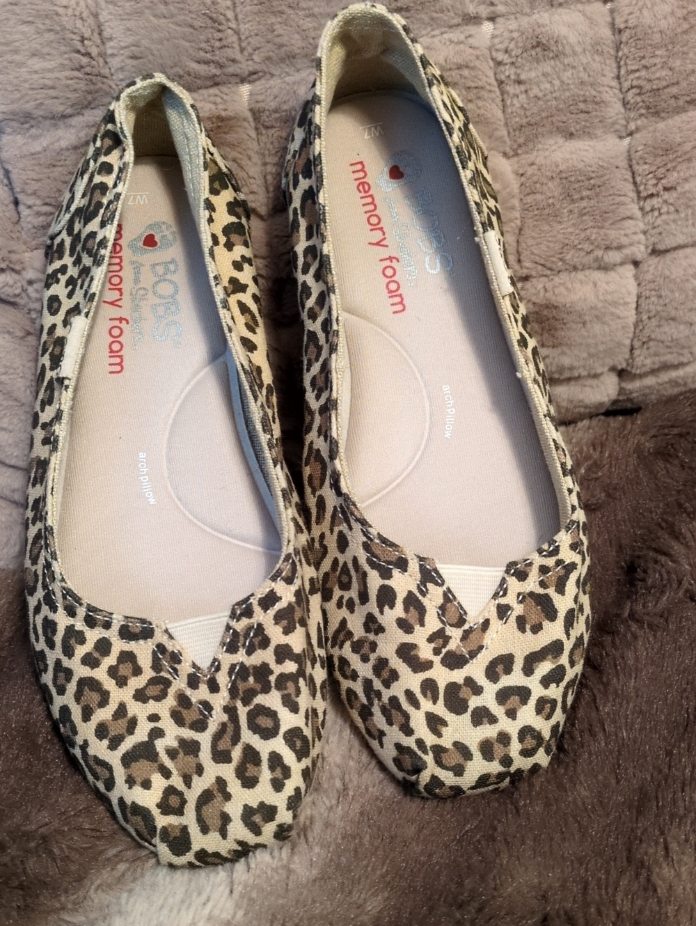 Skechers BOBS Leopard Print Flat Ballet Shoes